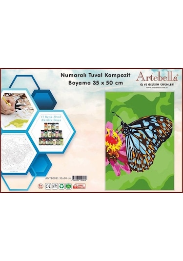 Artebella Numaralı Tuval Kompozit Boyama Antb0011 "Kelebek" 35X50