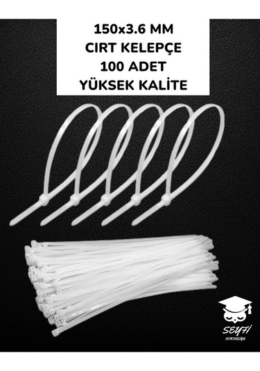 Cırt Kelepçe Beyaz 100 Lü 150 Mm X 3.6 Mm Yüksek Kalite
