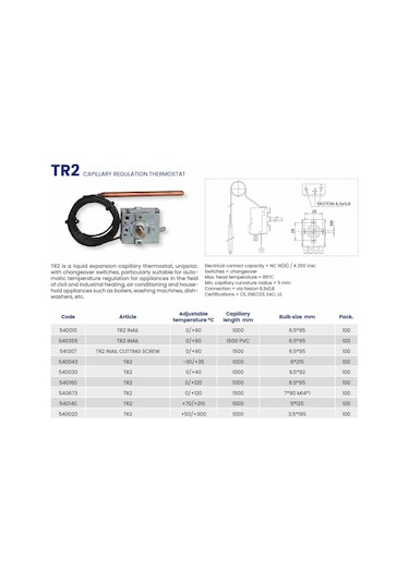 Imıt Tr2/540375 0-90 C 200 Cm Spiralli Termostat-çift Kontaklı Imıt İtalyan