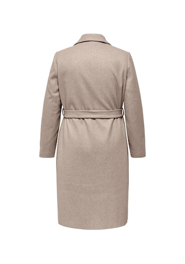 Only Kadın Büyük Beden Caralvılda Düğmeli Ve Belden Bağlamalı Uzun Kaban 15331937 Bej Bej