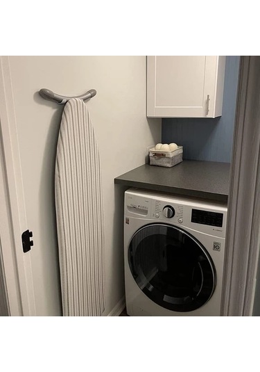 Chuangyinshop Beyaz Duvar Tipi Ütü Tahtası Askısı - Çift Kancalı Metal Ütü Panosu Askılığı