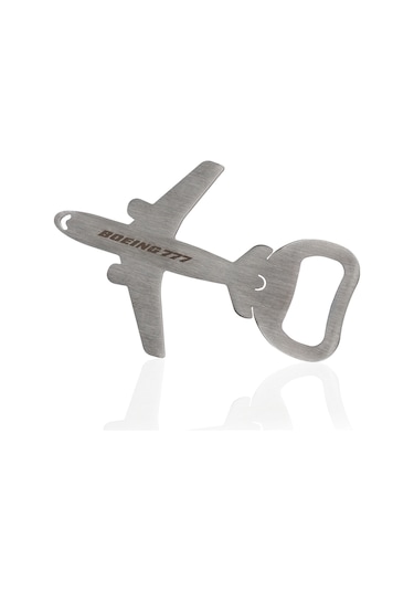 Zekupp Boeing 777 Uçak Modeli Gümüş Gri Şişe Açacağı, Magnetli Uçak Figürlü Gazoz Açacağı, El Yapımı Hediye Mutfak Ekipmanı İsim Yazılı Gri