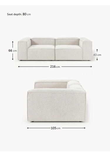 Most Mollis 2 Modül Kanepe Koltuk 01 Lüks Beyaz Bukle Kumaş Yumuş