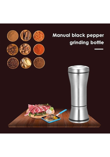 Jeemson 304 Paslanmaz Çelik El Manuel Biber Değirmeni Mutfak Ve Restoran İçin Biber Tozü Üretimi, Gümüş Rengi Gümüş