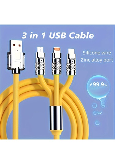 3'ü 1 Arada Renkli 15w Usb Type-c Şarj Kablosu Diğer