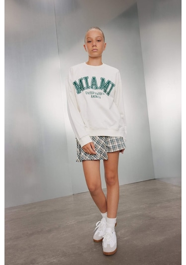 DeFacto Kız Çocuk Beli Lastikli Pileli Ekose Şort Etek C7296A824AUGN1116 Yeşil