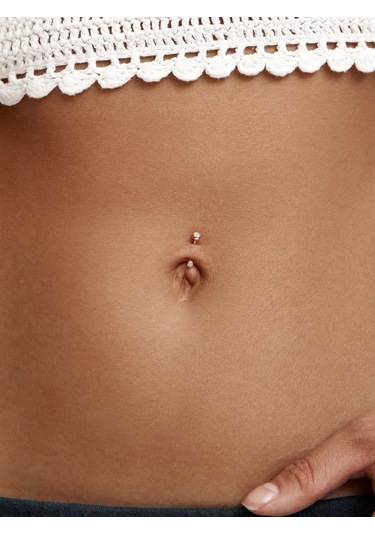 Zoloto Russkih 925 Ayar Gümüş Altın Kaplama Göbek Delme 158060224 Gri