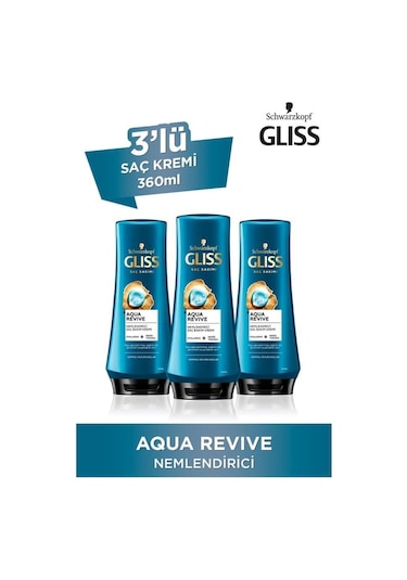Gliss Aqua Revive Nemlendirici Saç Kremi 3 x 360 ML