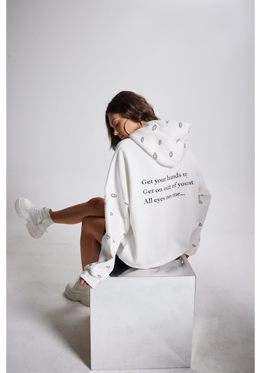 Holly Lolly Oversize Kapüşonlu Unisex Eye Sweat Beyaz