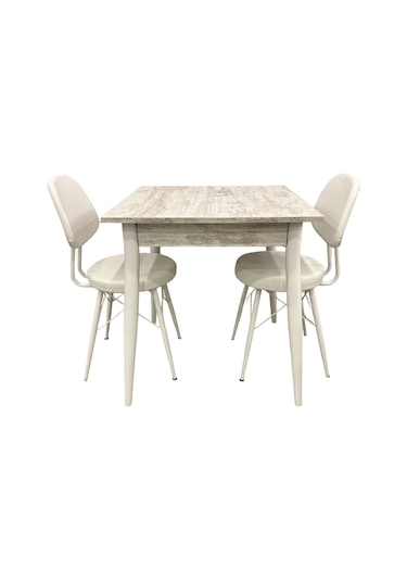 Mendel Masa Ve Eyfel Sandalye Takımı, Kristal, 70x70 Beyaz