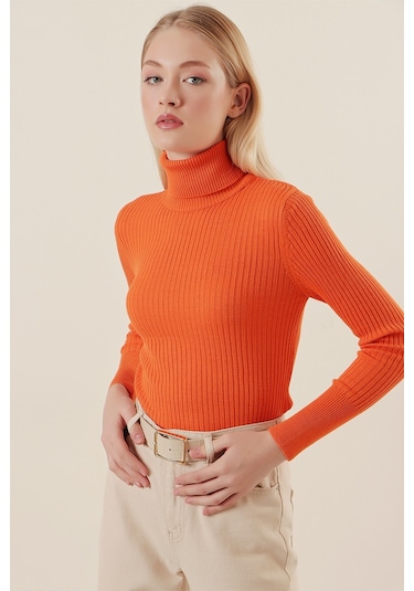 Bigdart 10311 Balıkçı Yaka Triko Kazak - Turuncu 001