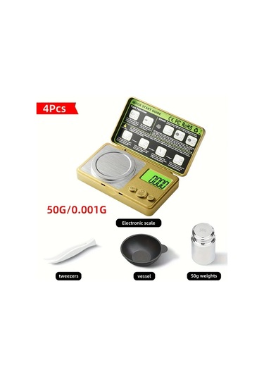 Willowhaven Fodwet 50g 0.001g Hassas Terazi 7 Birim Tartım Tepsi Tırnakçı Altın Sarı Taşınabilir Altın