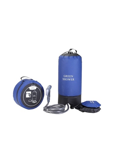 Ayak Pompalı Pvc Basınçlı Duş Hafif Açık Hava Şişme Duş Basınçlı Duş Su Torbası Açık Hava Plaj Kamp Yürüyüş Banyo Mavi