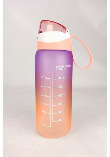 Digithome 1 L Çift Renk Ölçü Baskılı Motivasyon Sağlıklı Plastik Su Şişesi Yavruağzı 161646-162 C1-1-139