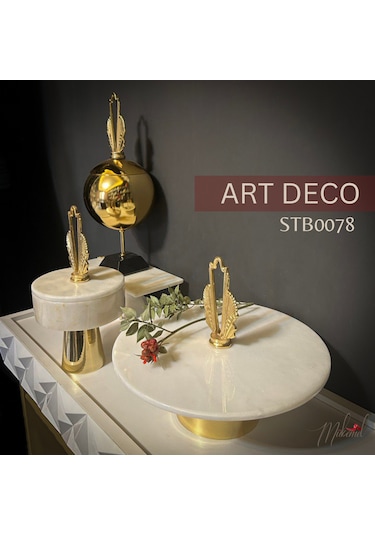 Şık Mermer Ve Altın Dekoratif Pasta Standları & Küre Süs Seti