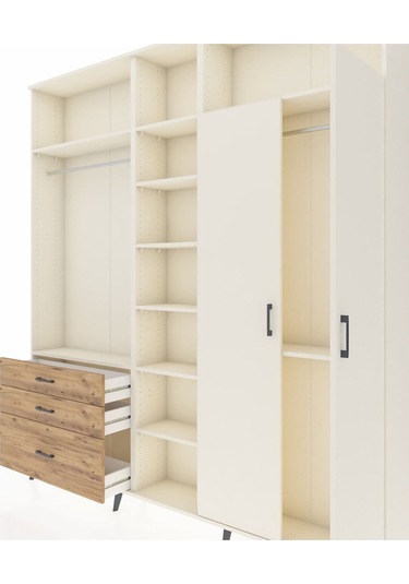 Arges Dolap 10 Raflı 3 Çekmeceli 2 Askılı 220x30x243 Aytaşı-aytaşı/çam Aytası/atlas Çam