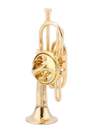 Padalink Müzik Enstrümanı Şekilli Gümüş Kaplama Broş: Unik Trombon/kornet Modeli, Hediye Kutulu Özel Hediyelik Aksesuar Çok Renkli