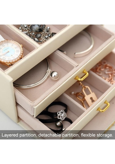 Sones Basit Taşınabilir Mücevher Kutusu Küpe Yüzük Saklama Konsolidasyon Kutusu Çekmeceli, Boyut: 17,5 X 14 X 13 Cm Beyaz