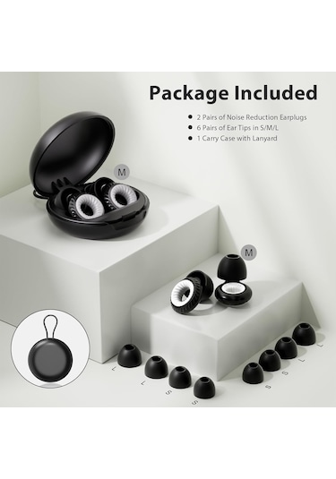 Gürültü Azaltıcı Kulak Tıkacı, Gürültü Azaltma Ve İşitme Koruması 25-28 Db, 6 Çift K/o/b Siyah