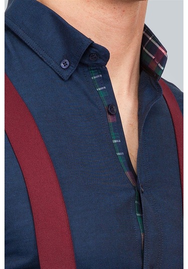 Tudors Düz Bordo Erkek Pantolon Askısı-Bordo