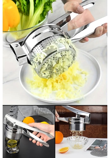 Tilbe Home Patates Ezici Press Meyve Nar Sıkacağı Patates Püre Yapıcı Mutfak Hazneli Çelik Mevye Lim Çelik