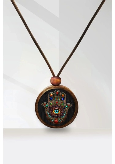 Hz.fatma'nın Eli Ahşap Kolye Çok renkli