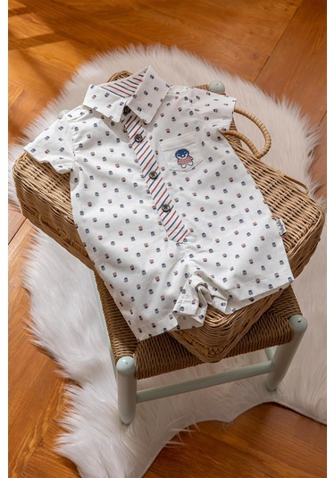 Pamuklu Penguen Detaylı Erkek Bebek Bayramlık Tulum 12779 001