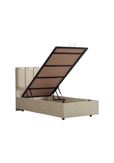 Setaymobilya Baza, Tek Kişilik Defne Baza + Başlık + Comfort Yatak Seti, Krem