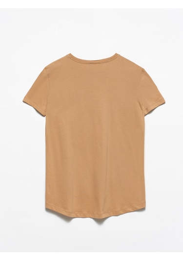 Dilvin 3471 Bisiklet Yaka Basic T-shirt-koyu Camel Koyu Camel