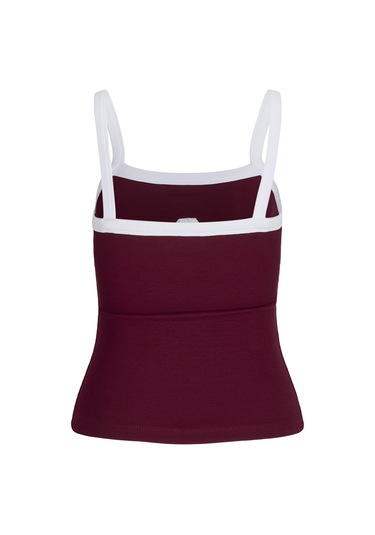 Streç Kalip Nakis Islemeli Kare Yaka Bluz - Fifi - 12276337 Cabernet