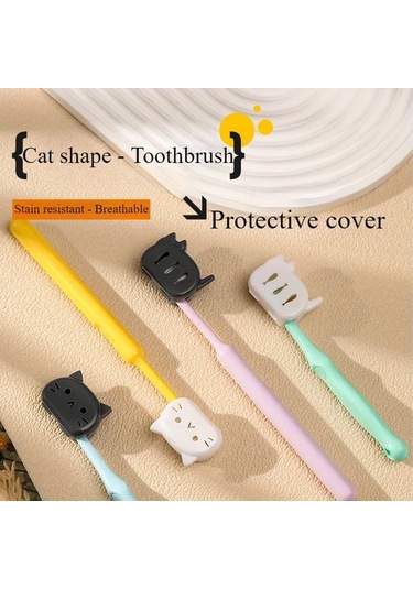 Willowhaven 4'lü Diş Fırçası Başlığı Kılıfı: Sevimli Kedi Şeklinde, Seyahat Ve Hijyen Kılıfı