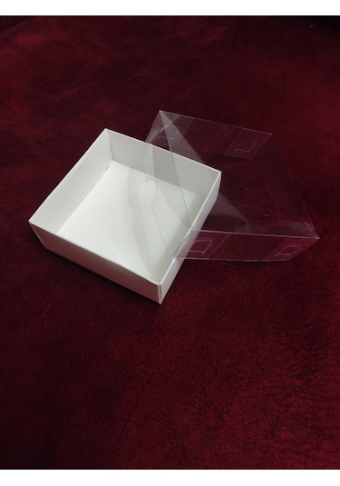8x8x3 Beyaz Asetat Kapaklı Hediyelik Kutu 100 Adet