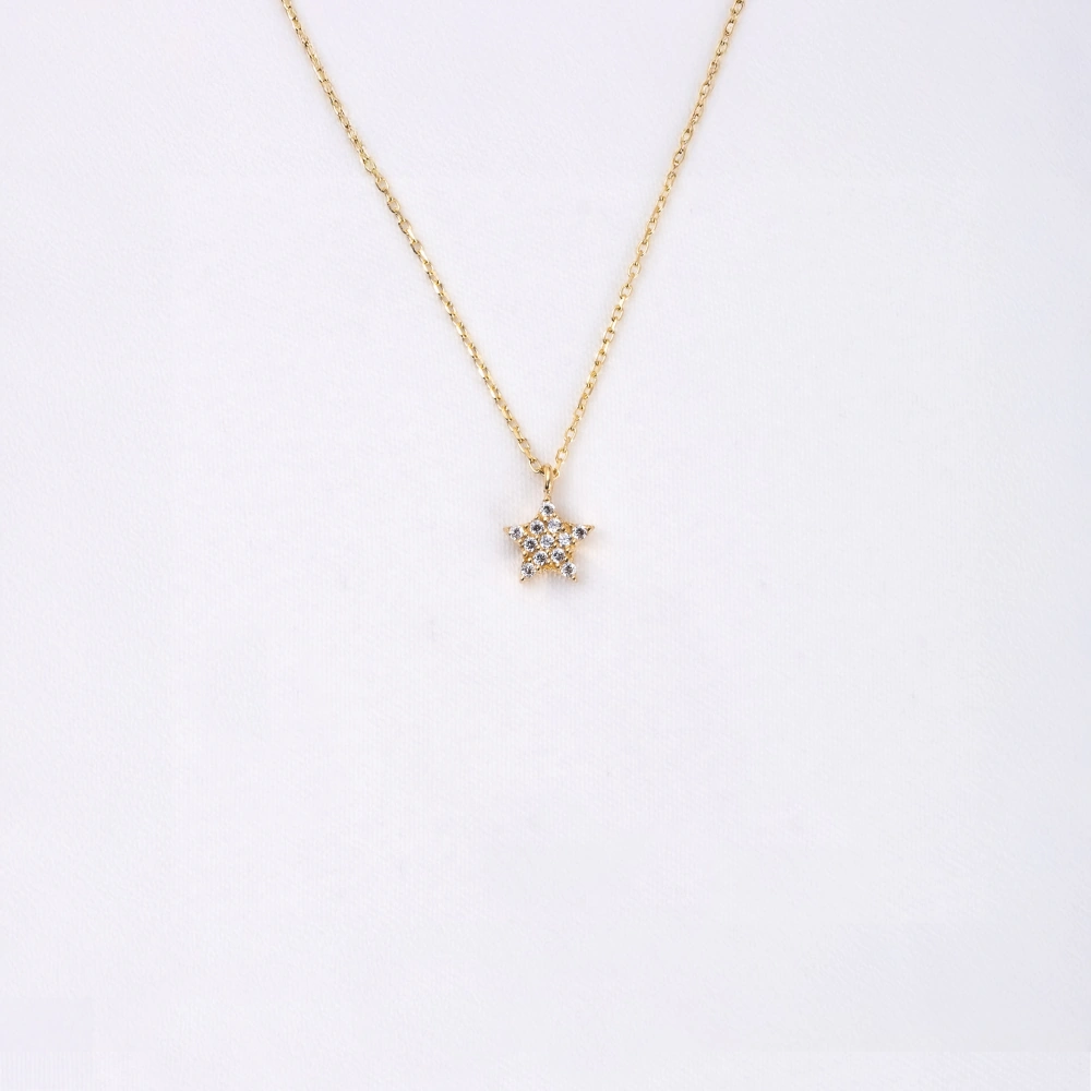 Altın Kolye - Taşlı Mini Yıldız 14 Ayar Altın Kolye Altın