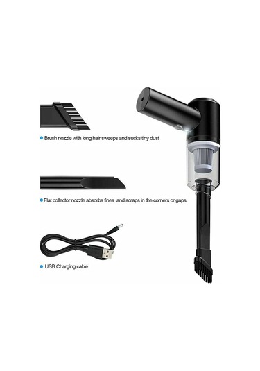 Crackedice Taşınabilir Islak Ve Kuru Araç Süpürgesi, Siyah