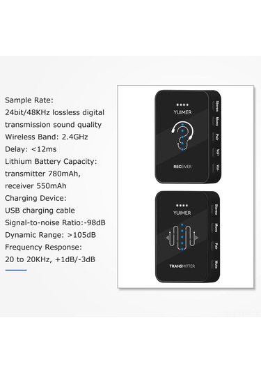 Geeksen Yuımer Wp-14 Kablosuz Kulaklık Telsizi 1 Alıcı , 2.4ghz Kablosuz Bant, 12ms Gecikme, 30m Menzil, 24bit/48khz Kayıpsız Sesi, Abs Malzeme