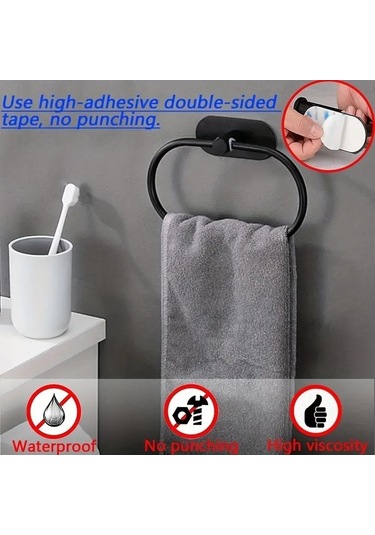 Besthome1 Modern Gümüş Banyo Havluluk, Pratik Organizasyon Ürünü Siyah Siyah