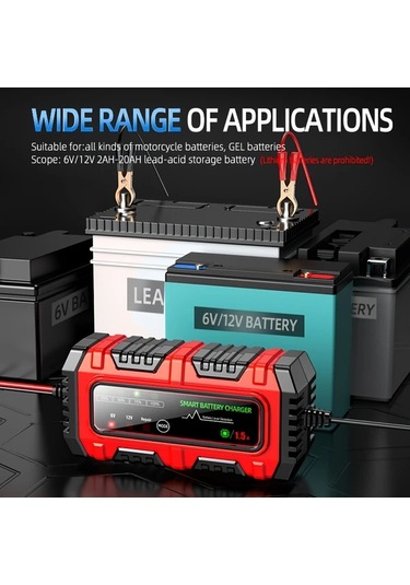 Honeybeeshop 12v 2 Amp Tam Otomatik 3 Adımlı Akıllı Sarı Şarj Cihazı Motosiklet Araba Pilleri İçin Agm Gel Sla Koruma