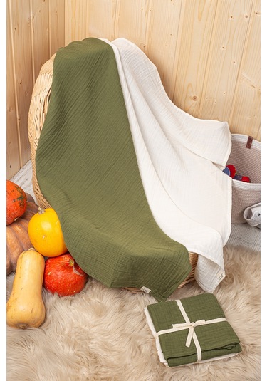 Yeşil 2 Katlı Müslin Örtü Seti 2 Li 75x75 CM Yeşil