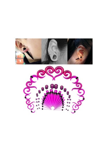 Suntek 54 Adet Akrilik Kulak Germe Kiti 14g-00g Genişletici Mor