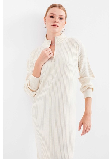 Gabria Fitilli Triko Elbise Ekru