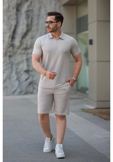 Erkek Şort Tişört Alt Üst Takım Gri