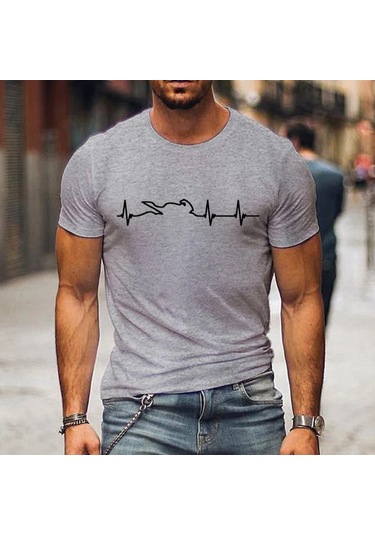 Snapbuy Erkekler İçin Dağ Motosiklet Kalp Atışı Tshirt - Komik Açık Macera T-shirt Kısa Kollu Gömlek Açık