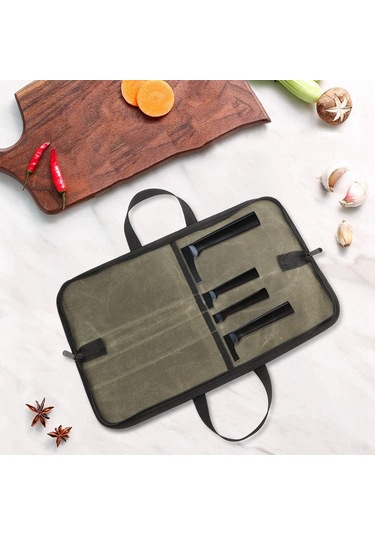 Jeehugo Yeşil Tuval Bıçak Çantası - Taşınabilir Fantezi Pansiyon Çanta, Outdoor Piknik İçin Konforlu, Fermuarlı Tasarım Diğer