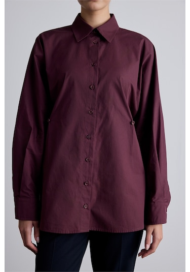 Bel Ayarlamalı Gömlek Bordo Bordo