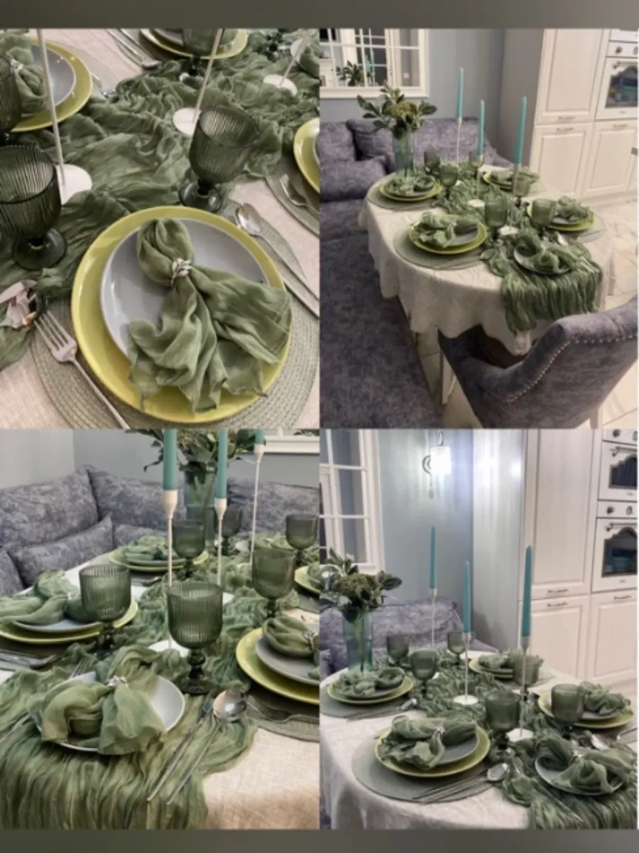 Pener 4 M Kumaş Masa Örtüsü, Masa İçin Paspas, Düğün Dekorasyonu 182497371 Yeşil Duman