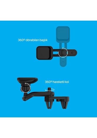 Polosmart Pbs141 Manyetik Telefon Tutucu 360 Derece Hareketli Çift Sabitleyicili Siyah Siyah