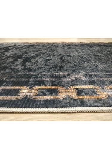 Yamalı Home Style Deri Taban Siyah Gold Sl6802 80X150 Siyah