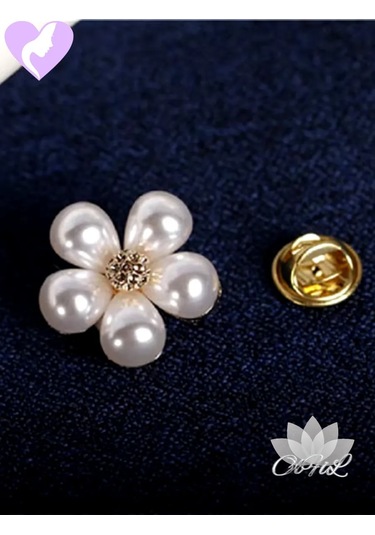 Olfil Broş-mini Çiçek İnci Minimalizm Stil 287942182 Altın Rengi