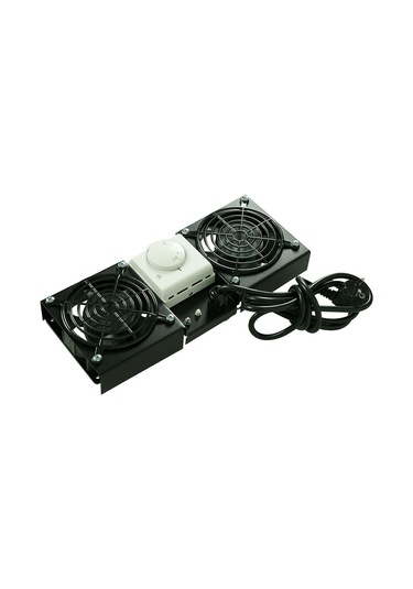 Canovate 2Li Rack Kabin Fan Modülü Termostatlı Duvar Tipi Siyah