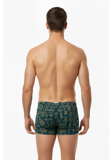 Erkek Likralı Baskı Desenli Boxer Bgl-st05009 Yeşil
